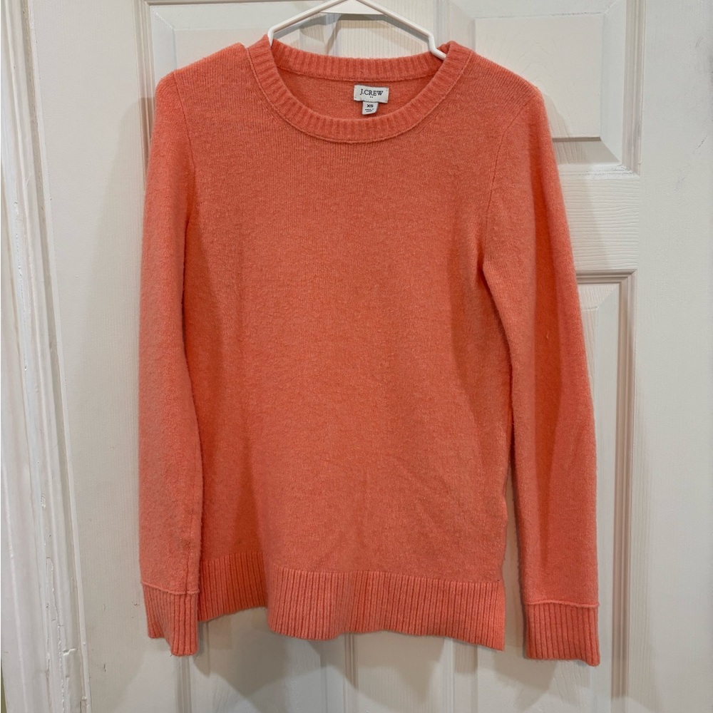 J. Crew Women's Crew Neck Orange Sweater Extra Soft Yarn